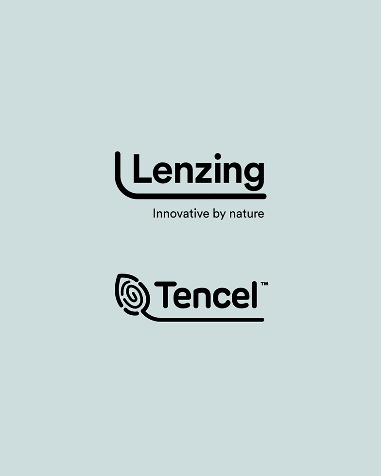 Texts: “Lenzing Innovative by nature” and “Tencel” on a light green background (Photo)
