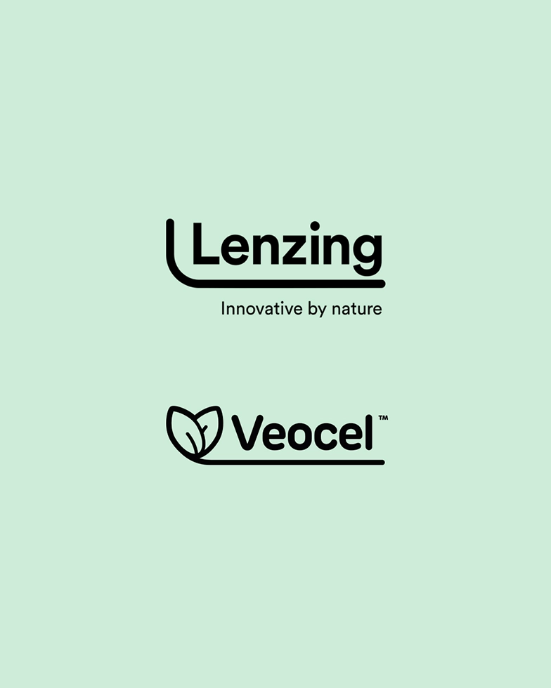 Schriftzüge „Lenzing Innovative by nature“ und „Veocel“ auf hellgrünem Hintergrund (Foto)